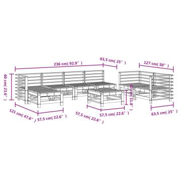 8 Piece Garden Lounge Set - Grey Solid Wood Pine | HipoMarket