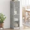 Highboard with Glass Doors Concrete Grey 35x37x142 cm Colour concrete grey Quantity in Package 1 