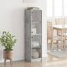 Stylish Highboard with Glass Doors - Concrete Grey 35x37x142 cm