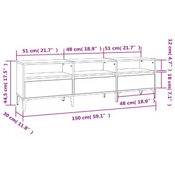 Stylish White TV Cabinet - 150x30x44.5 cm | Hipo Market