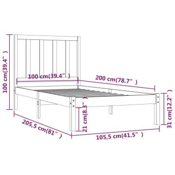 Honey Brown Solid Wood Bed Frame 100x200 cm | HipoMarket