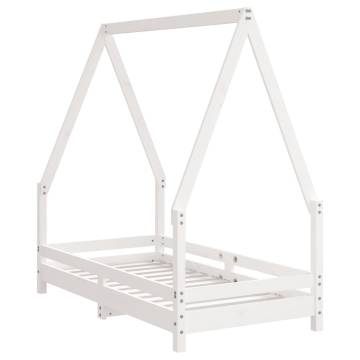 Kids White Bed Frame 70x140 cm - Solid Pine Wood