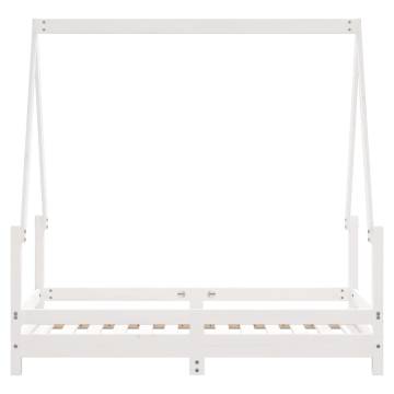 Kids White Bed Frame 70x140 cm - Solid Pine Wood