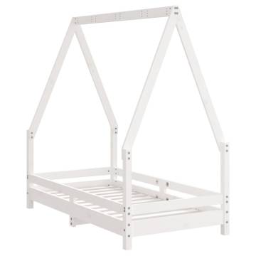 Kids White Bed Frame 70x140 cm - Solid Pine Wood