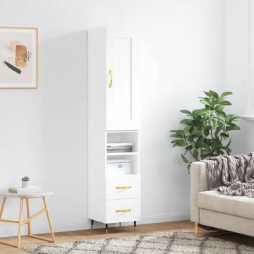 Stylish Highboard White 34.5x34x180 cm - HipoMarket