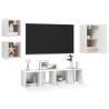 5 Piece White Engineered Wood TV Cabinet Set - Hipomarket