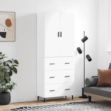 Stylish Highboard in White - 69.5x34x180 cm | HipoMarket