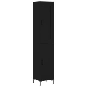 Stylish Highboard Black 34.5x34x180 cm - Durable Engineered Wood