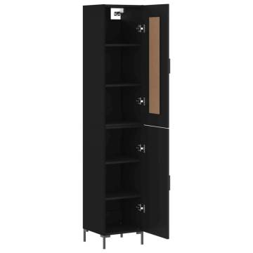 Stylish Highboard Black 34.5x34x180 cm - Durable Engineered Wood