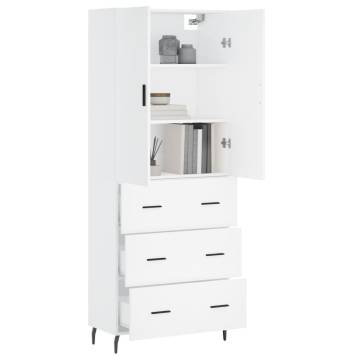 Stylish Highboard in White - 69.5x34x180 cm | HipoMarket