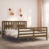 Bed Frame with Headboard Honey Brown King Size Solid Wood Colour honey brown Size 150 x 200 cm 