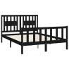 Black Solid Wood Bed Frame with Headboard - 140x200 cm