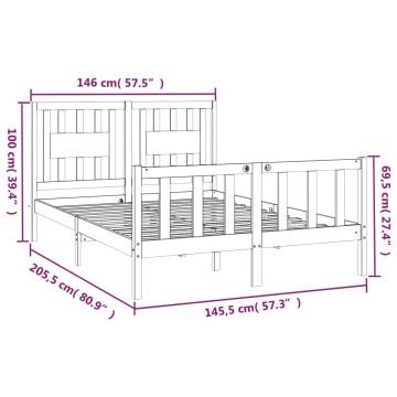 Black Solid Wood Bed Frame with Headboard - 140x200 cm