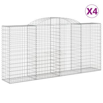 Arched Gabion Baskets - 4 pcs Galvanised Iron | Hipomarket UK