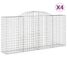 Arched Gabion Baskets - 4 pcs Galvanised Iron | Hipomarket UK