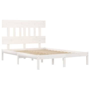 White Solid Wood Bed Frame 120x190 cm Small Double | HipoMarket