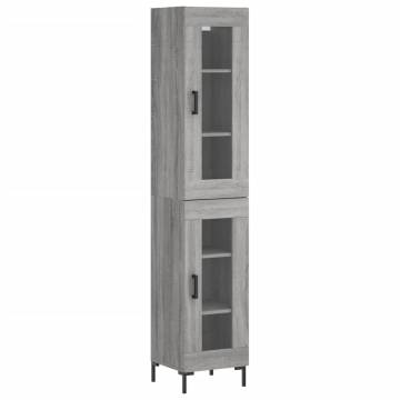 Elegant Highboard Grey Sonoma | 34.5x34x180 cm Engineered Wood