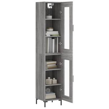 Elegant Highboard Grey Sonoma | 34.5x34x180 cm Engineered Wood