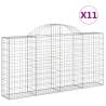 Arched Gabion Baskets 11 pcs - Galvanised Iron Garden Barriers