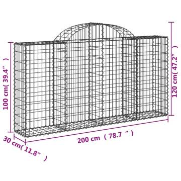 Arched Gabion Baskets 11 pcs - Galvanised Iron Garden Barriers