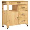 Kitchen Trolley MONZA - Solid Pine Wood - 84x40x90 cm