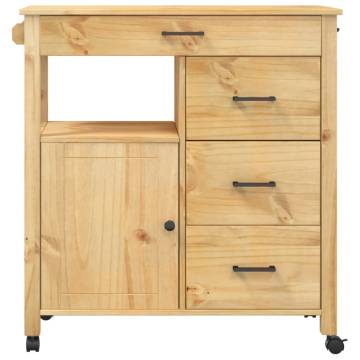 Kitchen Trolley MONZA - Solid Pine Wood - 84x40x90 cm