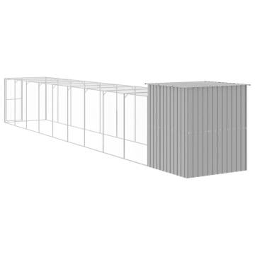 Light Grey Chicken Cage with Run - Galvanised Steel 165x106x181 cm