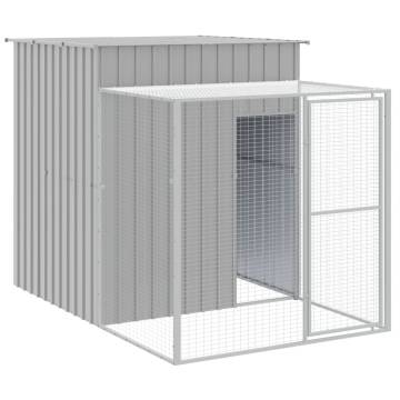 Light Grey Chicken Cage with Run - Galvanised Steel 165x106x181 cm