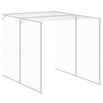 Light Grey Chicken Cage with Run - Galvanised Steel 165x106x181 cm