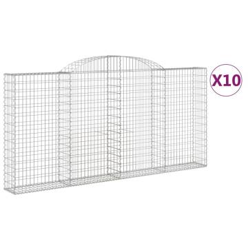 Arched Gabion Baskets - 10 pcs Galvanised Iron | HipoMarket