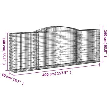 Arched Gabion Baskets 6 Pcs | 400x50x140/160 cm Galvanised Iron