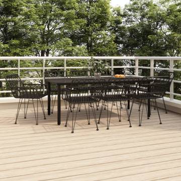 9 Piece Garden Dining Set - Black Poly Rattan Outdoor Furniture