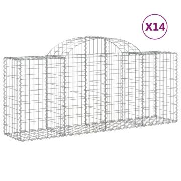 Arched Gabion Baskets - 14 pcs Galvanised Iron | HipoMarket