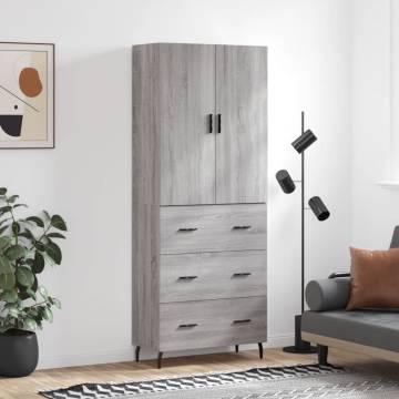 Stylish Highboard Grey Sonoma - 69.5x34x180 cm | HipoMarket