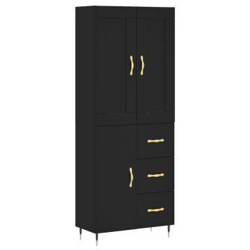 Stylish Highboard Black | 69.5x34x180 cm Engineered Wood