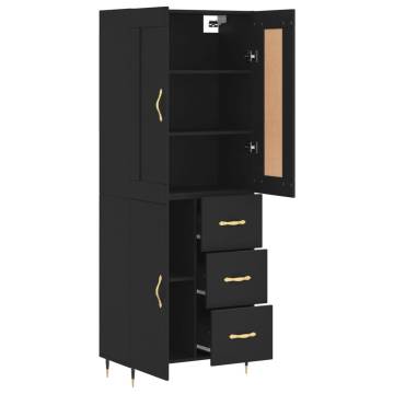 Stylish Highboard Black | 69.5x34x180 cm Engineered Wood