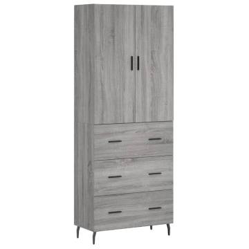 Stylish Highboard Grey Sonoma - 69.5x34x180 cm | HipoMarket