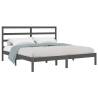 Grey Solid Pine Bed Frame 200x200 cm | Modern Bedroom Furniture