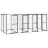 Outdoor Dog Kennel Steel with Roof 9.68 m² Colour black and silver Size 440 x 220 x 180 cm Quantity in Package 1 With roof yes 