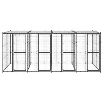 Outdoor Dog Kennel Steel with Roof - 9.68 m² | HipoMarket