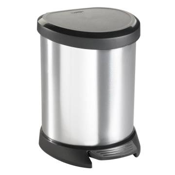 Curver Pedal Bin Deco Oval 5L - Stylish Silver Waste Bin