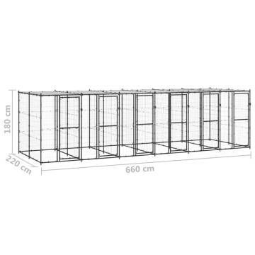 Outdoor Dog Kennel Steel with Roof - 14.52 m² | HiPoMarket