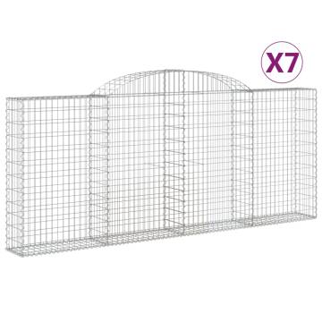 Arched Gabion Baskets - 7 pcs Galvanised Iron for Garden Décor