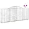 Arched Gabion Baskets - 7 pcs Galvanised Iron for Garden Décor