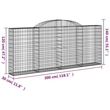 Arched Gabion Baskets - 7 pcs Galvanised Iron for Garden Décor