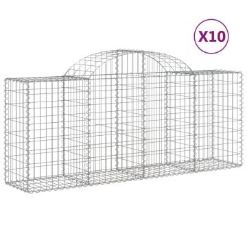 Arched Gabion Baskets - 10 pcs Galvanised Iron Garden Decor