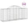 Arched Gabion Baskets - 10 pcs Galvanised Iron Garden Decor