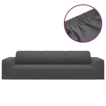 4-Seater Stretch Couch Slipcover - Anthracite Polyester Jersey