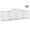 Arched Gabion Baskets 8 pcs 300x50x80/100 cm - Galvanised Iron