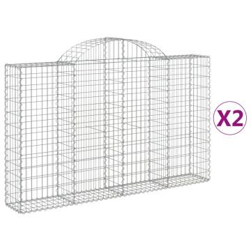 Arched Gabion Baskets - 2 pcs Galvanised Iron Garden Barriers